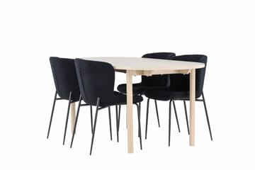 Andy Matgrupp 180 cm Oval med 4 Modesto stolar - Whitewash/Svart - Möbler - Matplats - Matgrupp & matbord med stolar