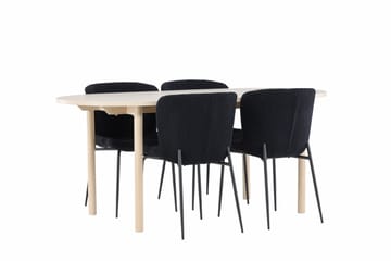 Andy Matgrupp 180 cm Oval med 4 Modesto stolar - Whitewash/Svart - Möbler - Matplats - Matgrupp & matbord med stolar