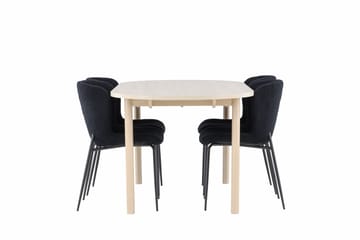 Andy Matgrupp 180 cm Oval med 4 Modesto stolar - Whitewash/Svart - Möbler - Matplats - Matgrupp & matbord med stolar