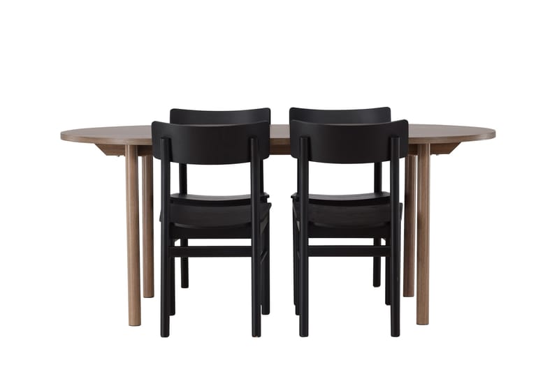 Andy Matgrupp 180 cm Oval med 4 Montros stolar, Svart