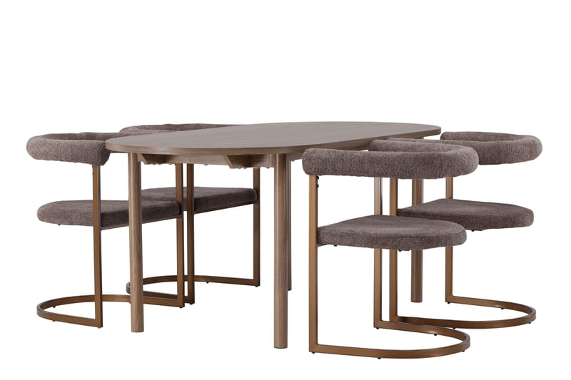 Andy Matgrupp 180 cm Oval med 4 Morning stolar - Brun - Möbler - Matplats - Matgrupp & matbord med stolar