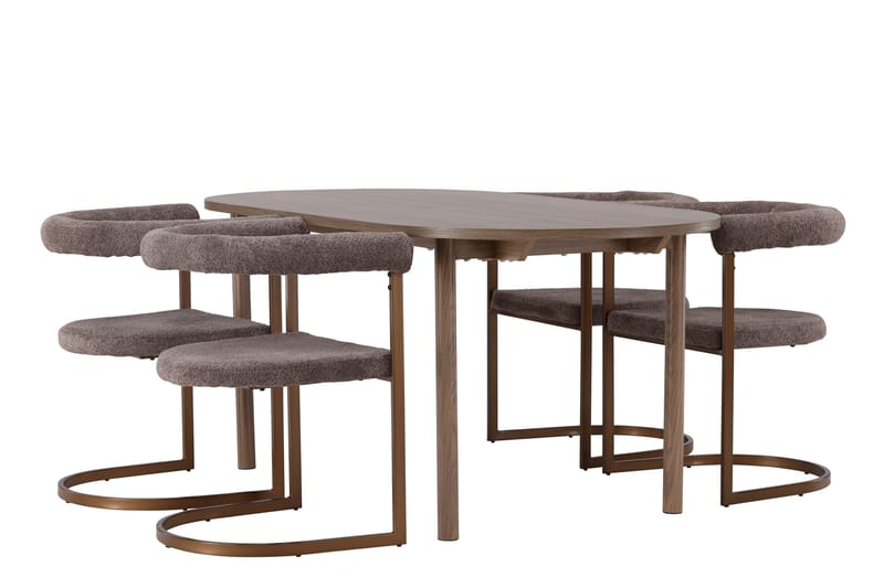 Andy Matgrupp 180 cm Oval med 4 Morning stolar - Brun - Möbler - Matplats - Matgrupp & matbord med stolar