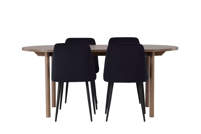 Andy Matgrupp 180 cm Oval med 4 Night stolar, Svart