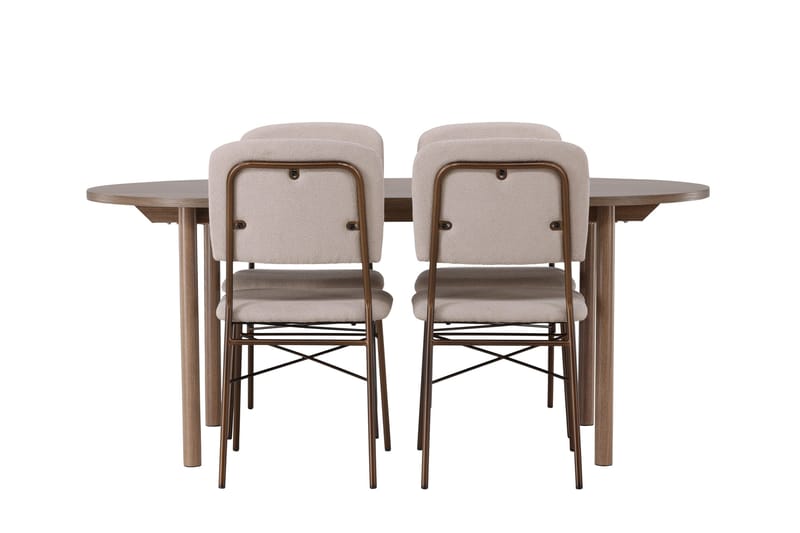 Andy Matgrupp 180 cm Oval med 4 Seda stolar, Beige