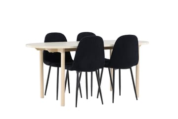 Andy Matgrupp 180 cm Oval med 4 Polar stolar - Whitewash/Svart - Möbler - Matplats - Matgrupp & matbord med stolar