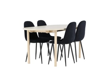Andy Matgrupp 180 cm Oval med 4 Polar stolar - Whitewash/Svart - Möbler - Matplats - Matgrupp & matbord med stolar