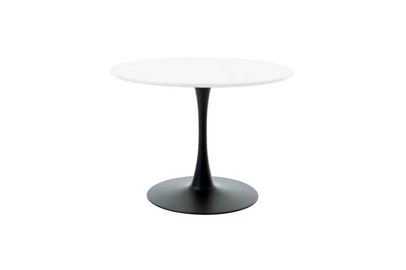 Ankar Runt Matbord 110 cm med Ek- och Metallutseende, Vit