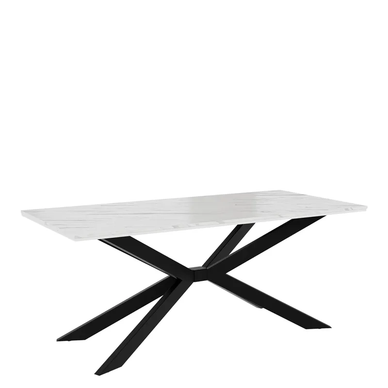 Aplung Matbord 190 cm Rektangulär, Vit/Svart