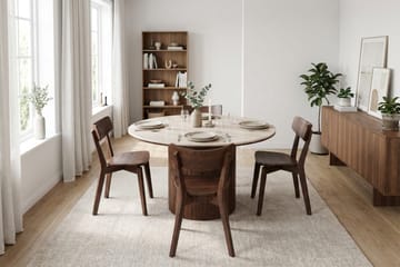 Arvo Matgrupp runt 120 cm Valnöt med 4 Amelia Matstolar - Valnöt - Möbler - Matplats - Matgrupp & matbord med stolar