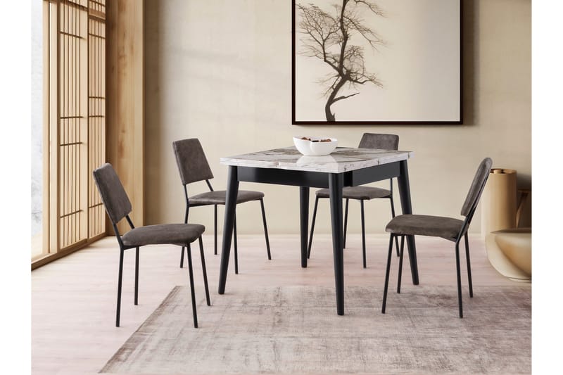 Asillo Matbord 80 cm Kvadratisk - Vit marmor - Möbler - Matplats - Matbord & köksbord