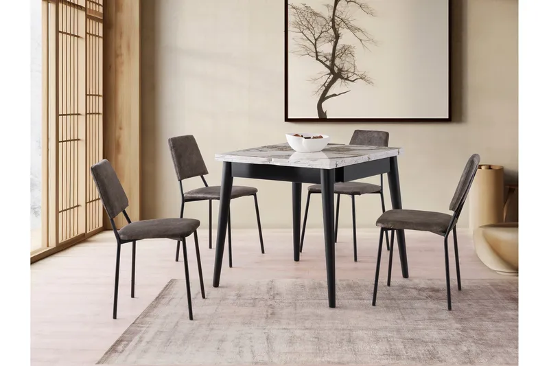 Asillo Matbord 80 cm Kvadratisk - Vit marmor - Möbler - Matplats - Matbord & köksbord