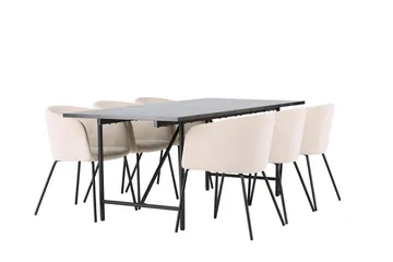 Astrid Matbord 90 cm med 6 Berit Karmstol Sammet med Armstöd - Möbler - Matplats - Matgrupp & matbord med stolar