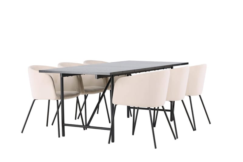 Astrid Matbord 90 cm med 6 Berit Karmstol Sammet med Armstöd - Möbler - Matplats - Matgrupp & matbord med stolar