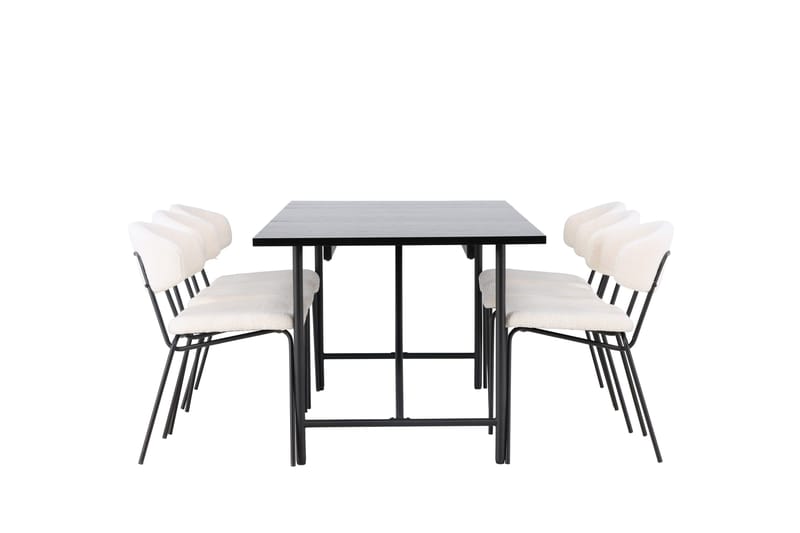 Astrid Matgrupp 200 cm Rektangulär med 6 Chico Stolar - Svart - Möbler - Matplats - Matgrupp & matbord med stolar