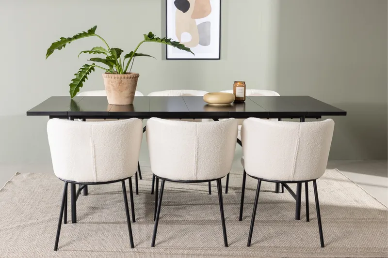 Astrid Matgrupp 200 cm Rektangulär med 6 Edina Stolar - Svart - Möbler - Matplats - Matgrupp & matbord med stolar