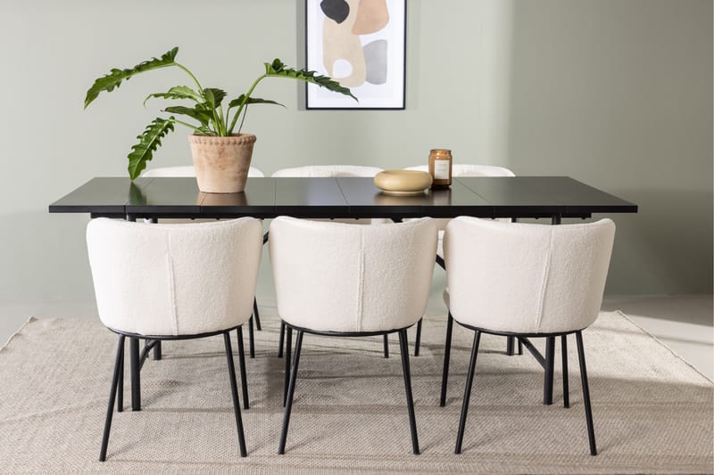Astrid Matgrupp 200 cm Rektangulär med 6 Edina Stolar - Svart - Möbler - Matplats - Matgrupp & matbord med stolar