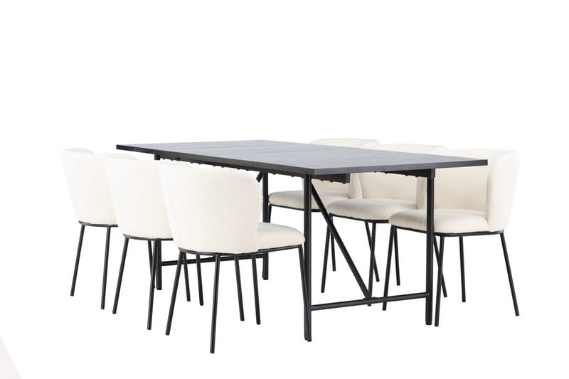 Astrid Matgrupp 200 cm Rektangulär med 6 Edina Stolar - Svart - Möbler - Matplats - Matgrupp & matbord med stolar