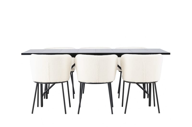 Astrid Matgrupp 200 cm Rektangulär med 6 Edina Stolar, Svart
