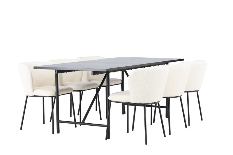 Astrid Matgrupp 200 cm Rektangulär med 6 Edina Stolar - Svart - Möbler - Matplats - Matgrupp & matbord med stolar