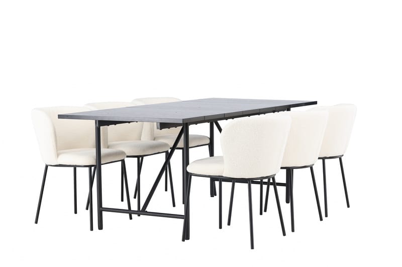 Astrid Matgrupp 200 cm Rektangulär med 6 Edina Stolar - Svart - Möbler - Matplats - Matgrupp & matbord med stolar