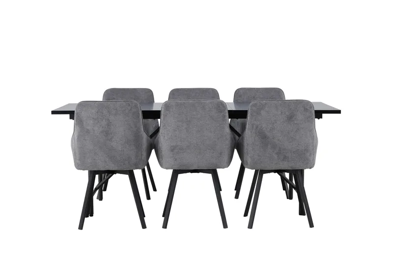 Astrid Matgrupp 200 cm Rektangulär med 6 Rosie stolar, Svart