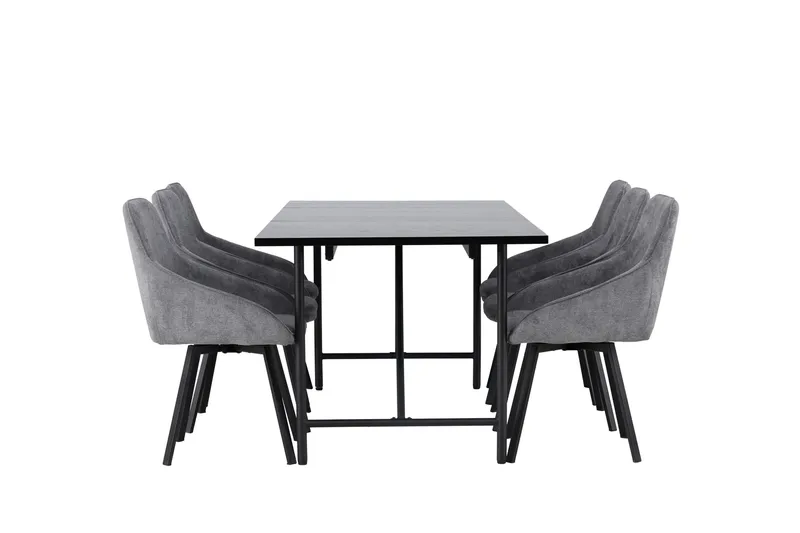 Astrid Matgrupp 200 cm Rektangulär med 6 Rosie stolar - Svart - Möbler - Matplats - Matgrupp & matbord med stolar