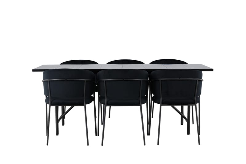 Astrid Matgrupp 200 cm Rektangulär med 6 Selma Stolar, Svart