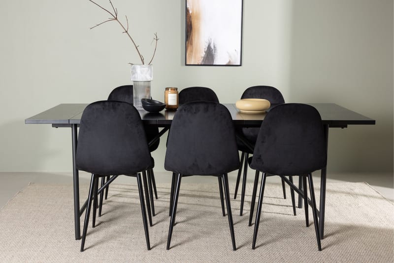 Astrid Matgrupp 200 cm Rektangulär med 6 Polar stolar - Svart - Möbler - Matplats - Matgrupp & matbord med stolar