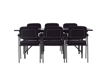 Astrid Stort Rektangulärt Matbord 200 cm med Valnöts- och Metallutseende - Svart - Möbler - Matplats - Matbord & köksbord