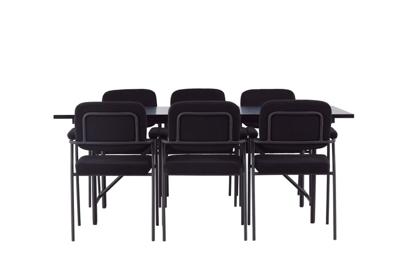 Astrid Stort Rektangulärt Matbord 200 cm med Valnöts- och Metallutseende - Svart - Möbler - Matplats - Matbord & köksbord