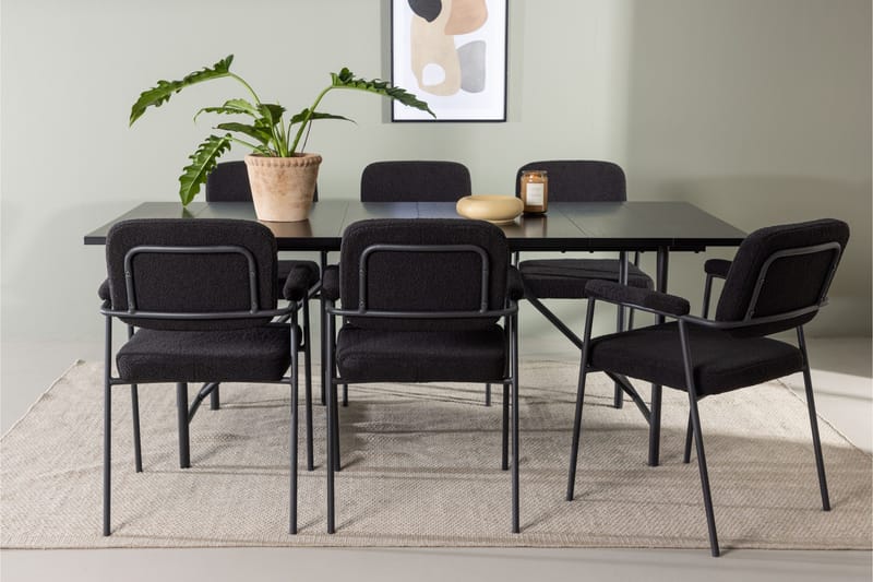 Astrid Stort Rektangulärt Matbord 200 cm med Valnöts- och Metallutseende - Svart - Möbler - Matplats - Matbord & köksbord