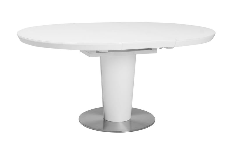ATANDO Förlängningsbart Matbord 120 cm Ovalt Glas/Vit - Bord - Matbord & köksbord
