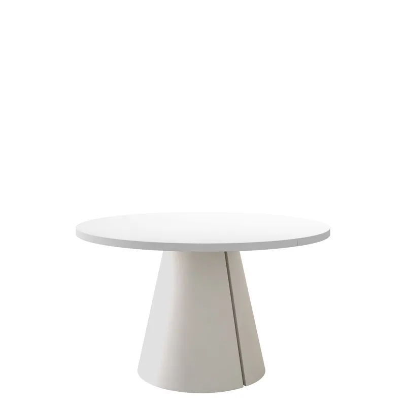 Aurion Matbord rund förlängningsbart 100-174 cm, Beige, vit