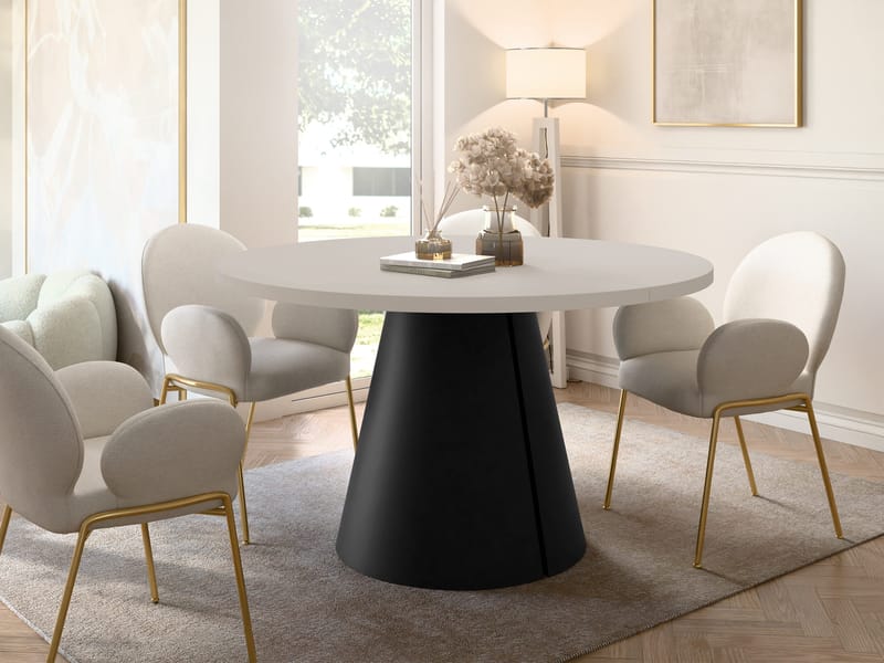 Aurion Matbord rund förlängningsbart 100-174 cm - Svart, beige - Möbler - Matplats - Matbord & köksbord
