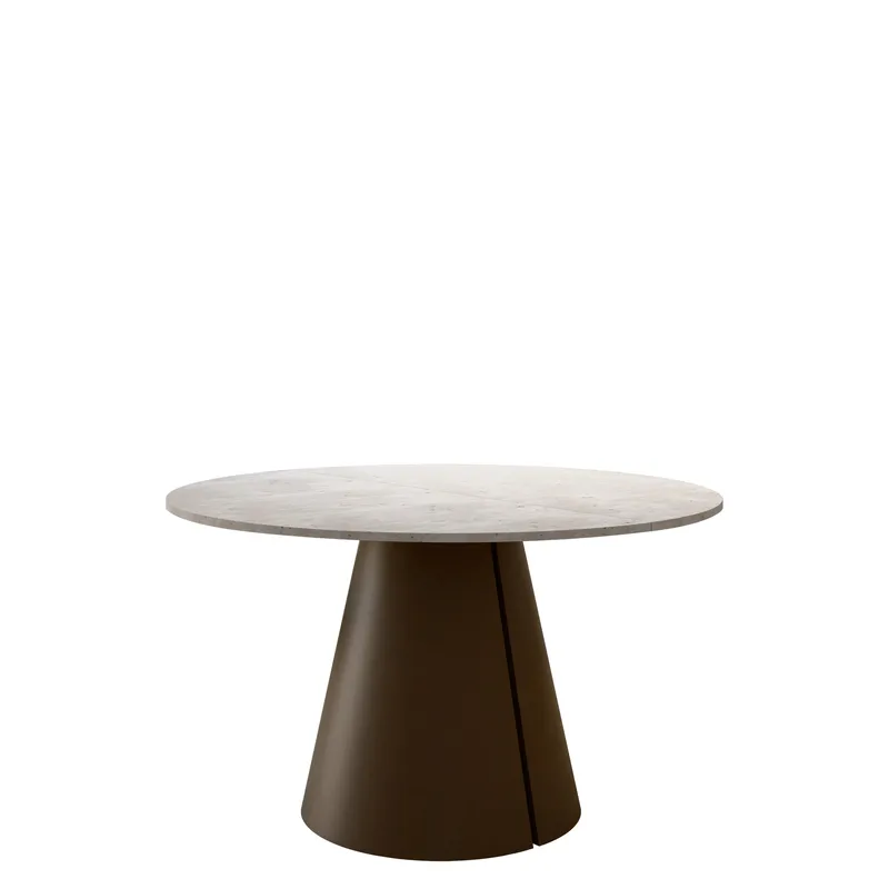 Aurion Matbord Rund Förlängningsbart 100-176 cm, Beige travertin/Koppar