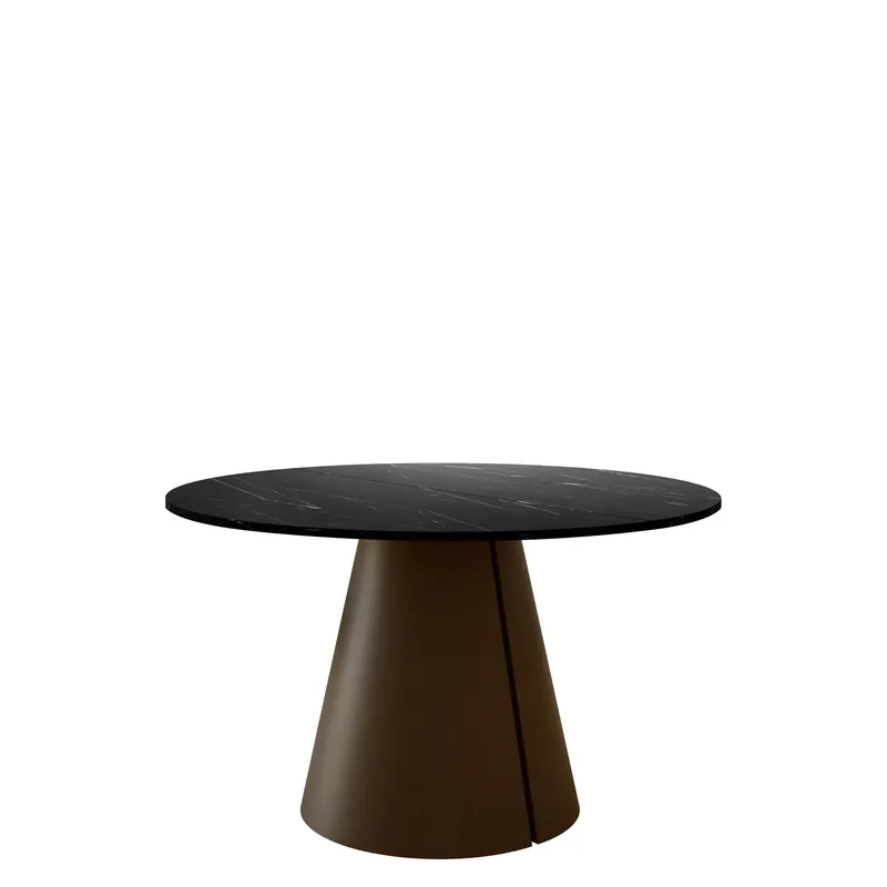 Aurion Matbord Rund Förlängningsbart 100-176 cm, svart marmor och koppar