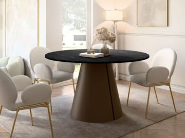 Aurion Matbord Rund Förlängningsbart 100-176 cm - svart marmor och koppar - Möbler - Matplats - Matbord & köksbord