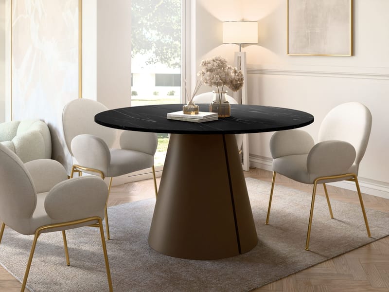 Aurion Matbord Rund Förlängningsbart 100-176 cm - svart marmor och koppar - Möbler - Matplats - Matbord & köksbord