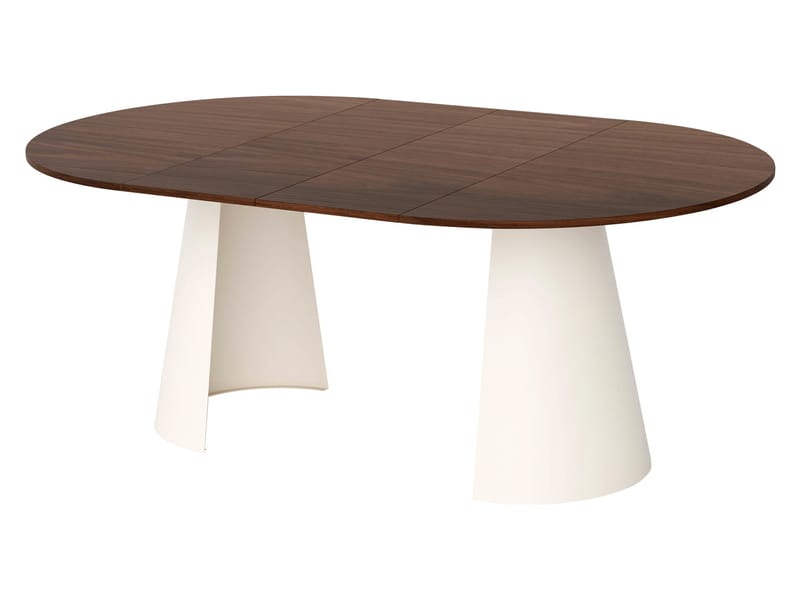 Aurion Matbord Rund Förlängningsbart 120-196 cm - beige travertin och mattsvart - Möbler - Matplats - Matbord & köksbord