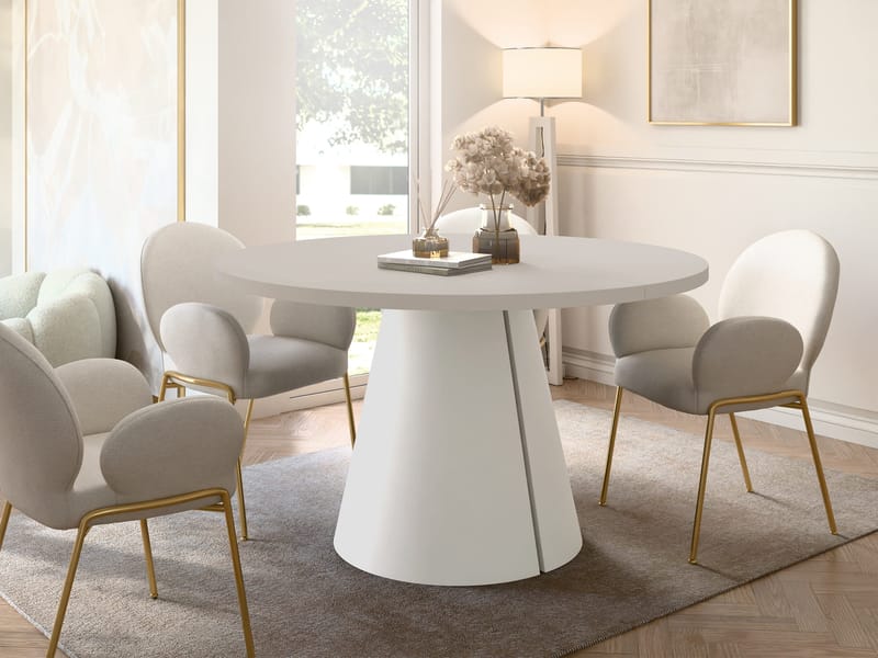 Aurion Matbord rund förlängningsbart 120-196 cm - beige - Möbler - Matplats - Matbord & köksbord