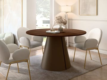 Aurion Matbord Rund Förlängningsbart 120-196 cm - brun och koppar - Möbler - Matplats - Matbord & köksbord
