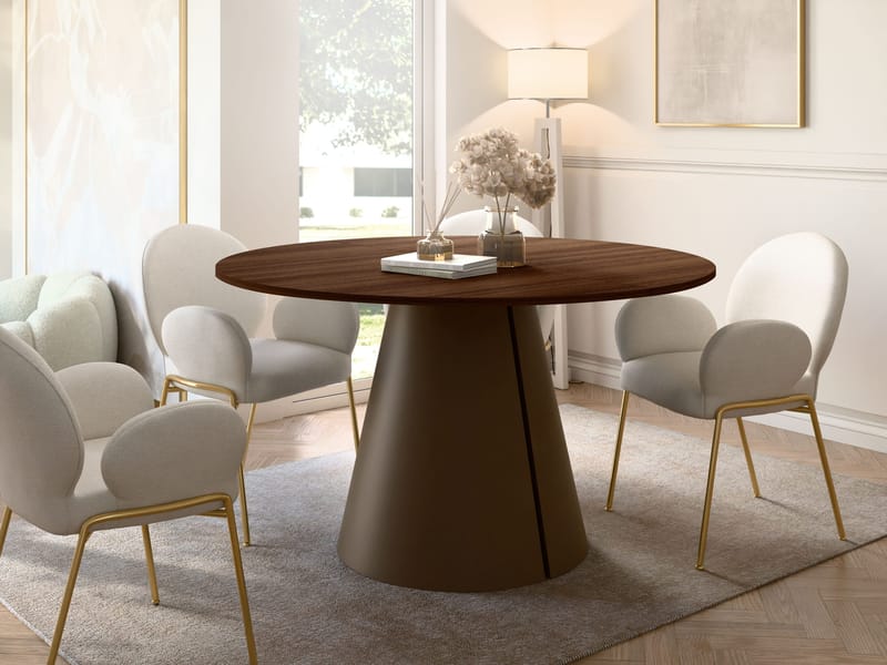 Aurion Matbord Rund Förlängningsbart 120-196 cm - brun och koppar - Möbler - Matplats - Matbord & köksbord