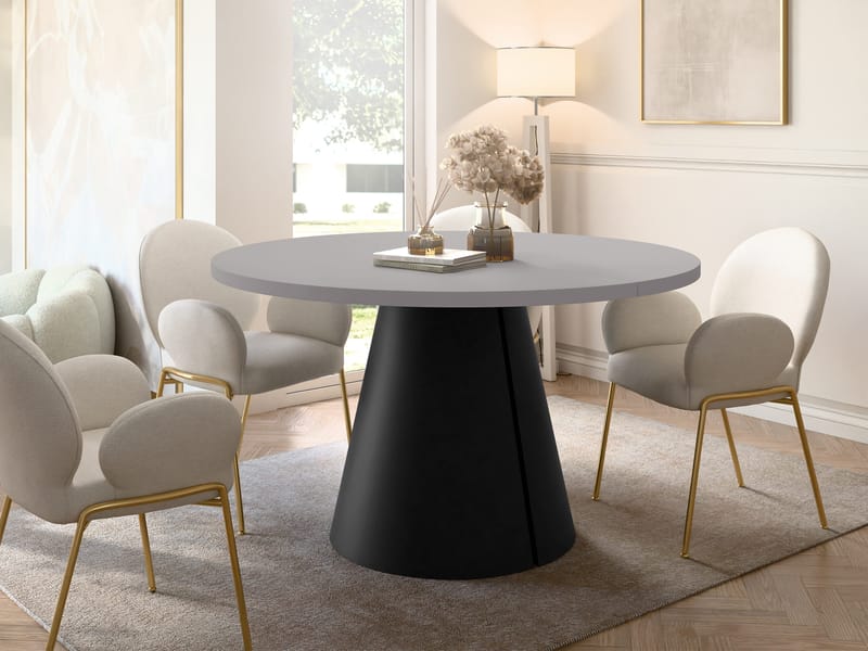 Aurion Matbord rund förlängningsbart 120-196 cm - svart, grå - Möbler - Matplats - Matbord & köksbord