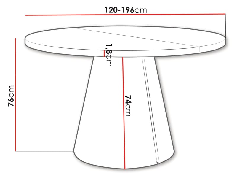 Aurion Matbord rund förlängningsbart 120-196 cm - svart, grå - Möbler - Matplats - Matbord & köksbord
