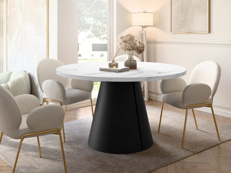 Aurion Matbord rund förlängningsbart 120-196 cm - svart, vit marmor - Möbler - Matplats - Matbord & köksbord