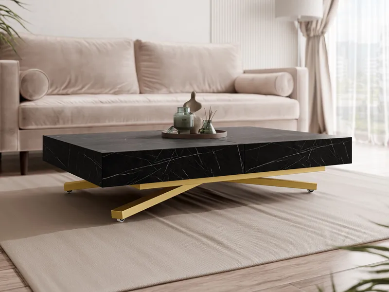 Avendi Soffbord 120 cm - Guld, svart marmor - Möbler - Vardagsrum - Soffbord & vardagsrumsbord - Soffbord