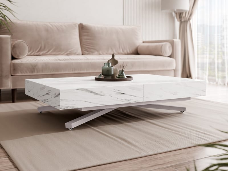 Avendi Soffbord 120 cm - Silver, vit marmor - Möbler - Vardagsrum - Soffbord & vardagsrumsbord - Soffbord