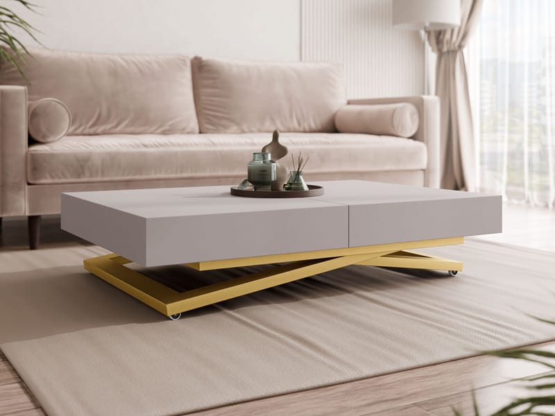 Avendi Soffbord förlängningsbart 200 cm - guld, beige - Möbler - Vardagsrum - Soffbord & vardagsrumsbord - Soffbord