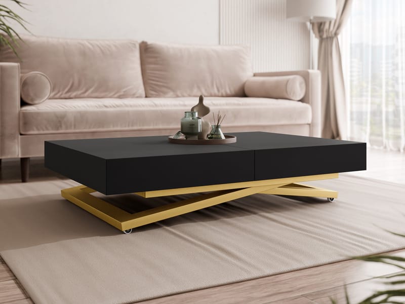 Avendi Soffbord förlängningsbart 200 cm - guld, svart - Möbler - Vardagsrum - Soffbord & vardagsrumsbord - Soffbord