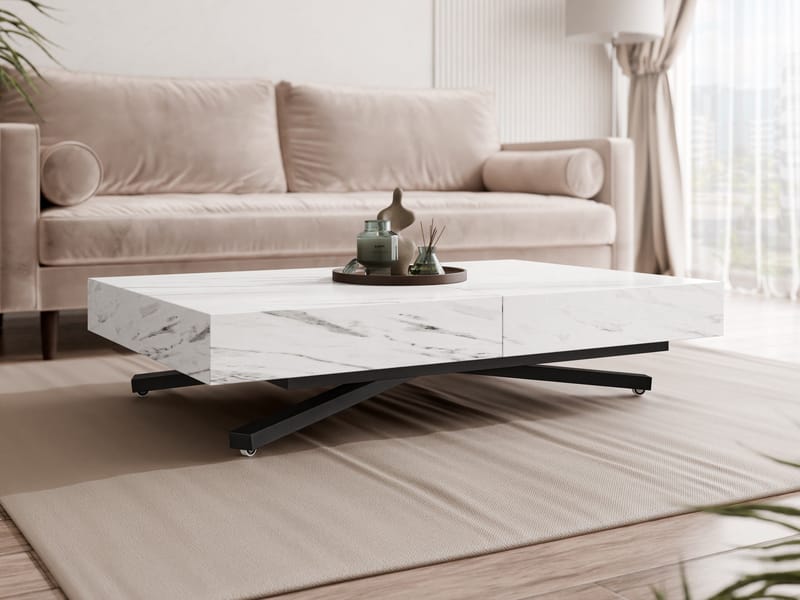 Avendi Soffbord förlängningsbart 200 cm - svart, vit marmor - Möbler - Vardagsrum - Soffbord & vardagsrumsbord - Soffbord